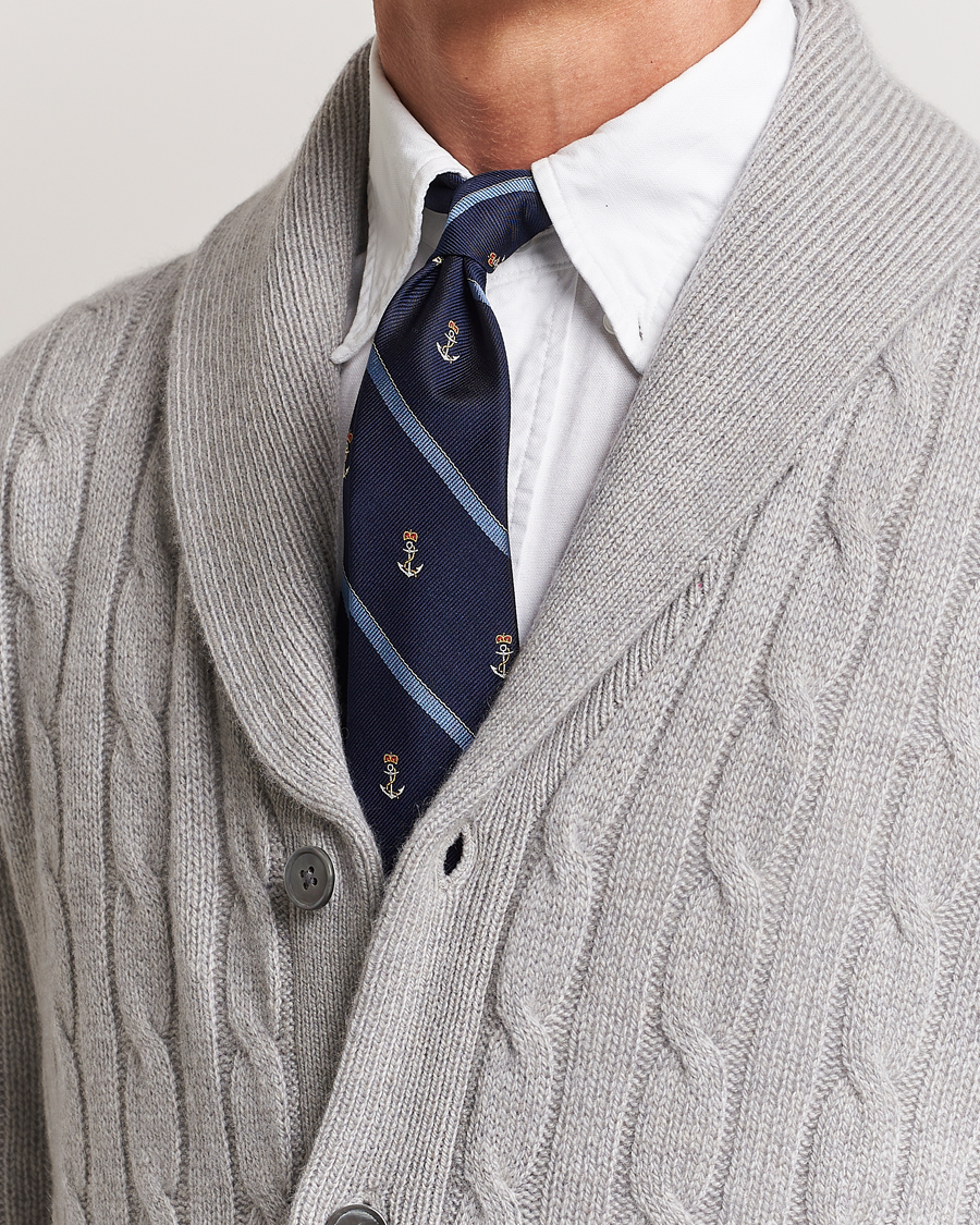 Heren | Polo Ralph Lauren Vintage Striped Anchor Tie Navy/Blue | Polo Ralph Lauren | Vintage Striped Anchor Tie Navy/Blue
