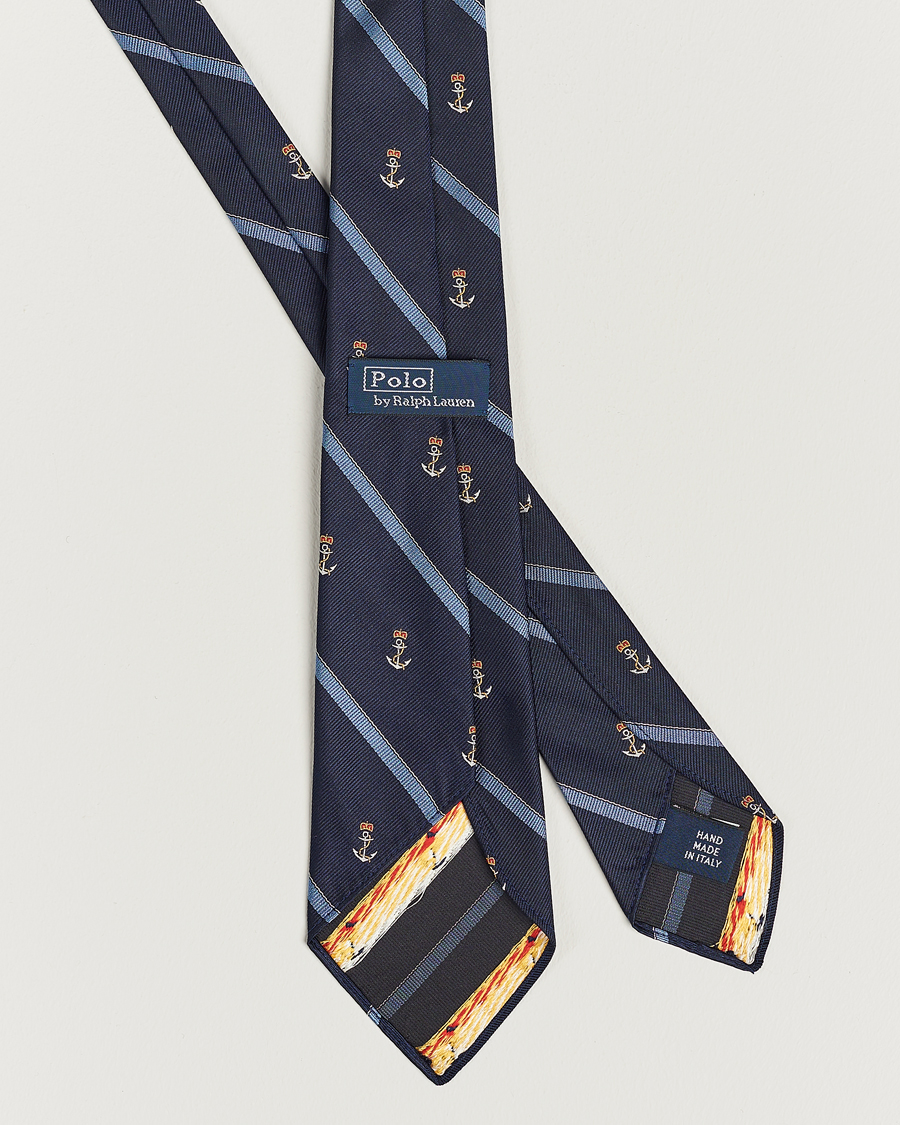 Heren | Polo Ralph Lauren Vintage Striped Anchor Tie Navy/Blue | Polo Ralph Lauren | Vintage Striped Anchor Tie Navy/Blue