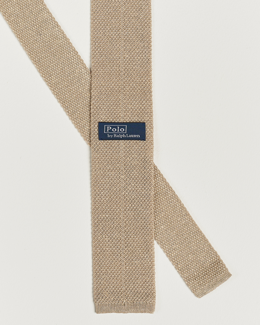 Heren | Polo Ralph Lauren Linen Knitted Tie Tan | Polo Ralph Lauren | Linen Knitted Tie Tan