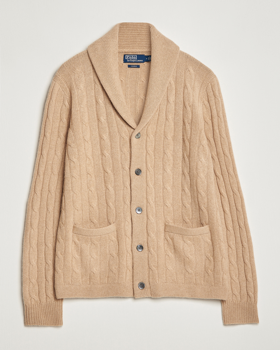 Heren | Truien | Polo Ralph Lauren | Cashmere Cable Shawl Collar Cardigan Camel Melange