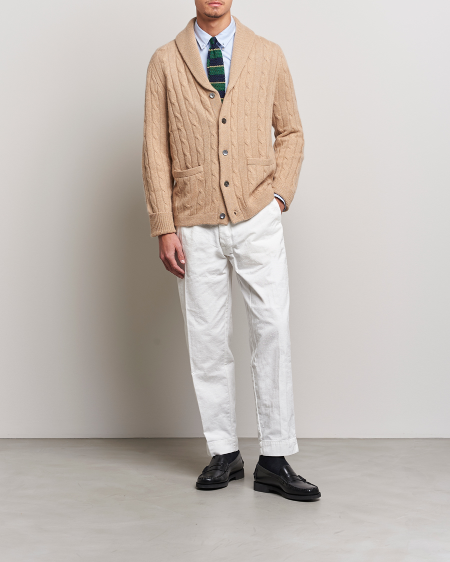 Heren | Truien | Polo Ralph Lauren | Cashmere Cable Shawl Collar Cardigan Camel Melange