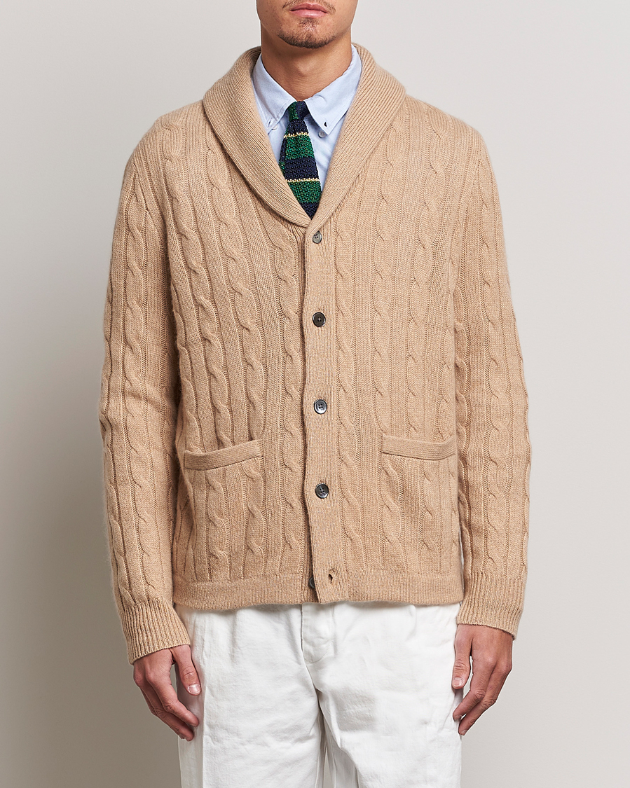 Heren | Truien | Polo Ralph Lauren | Cashmere Cable Shawl Collar Cardigan Camel Melange
