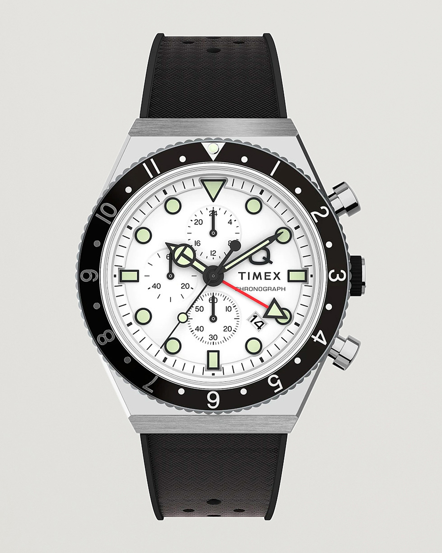 Heren | Rubberen band | Timex | Time Zone Chronograph 40mm  White Dial