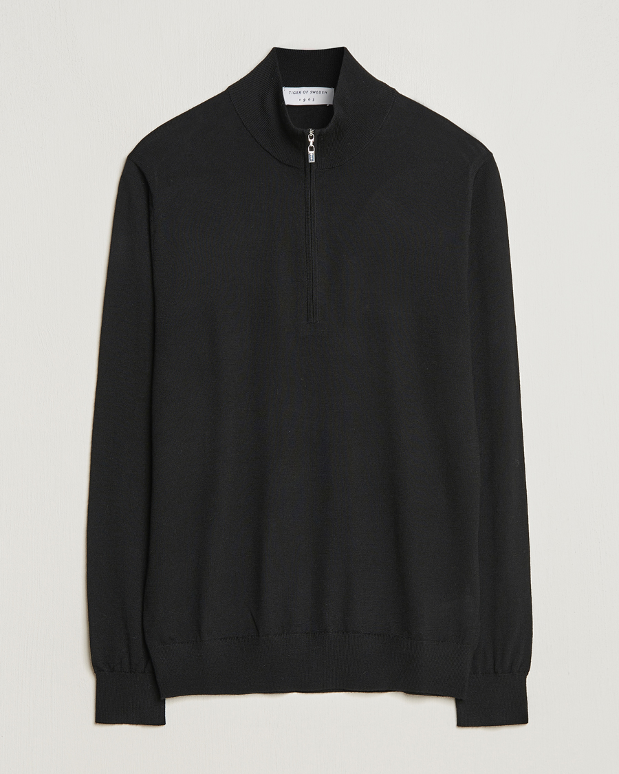 Heren | Truien | Tiger of Sweden | Errol Merino Half Zip Black