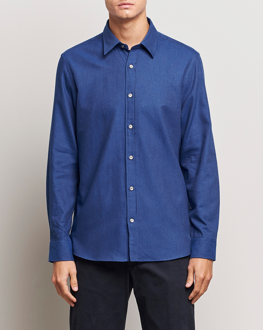 Heren | Overhemden | Tiger of Sweden | Benjamin Flannel Shirt Blue Melange