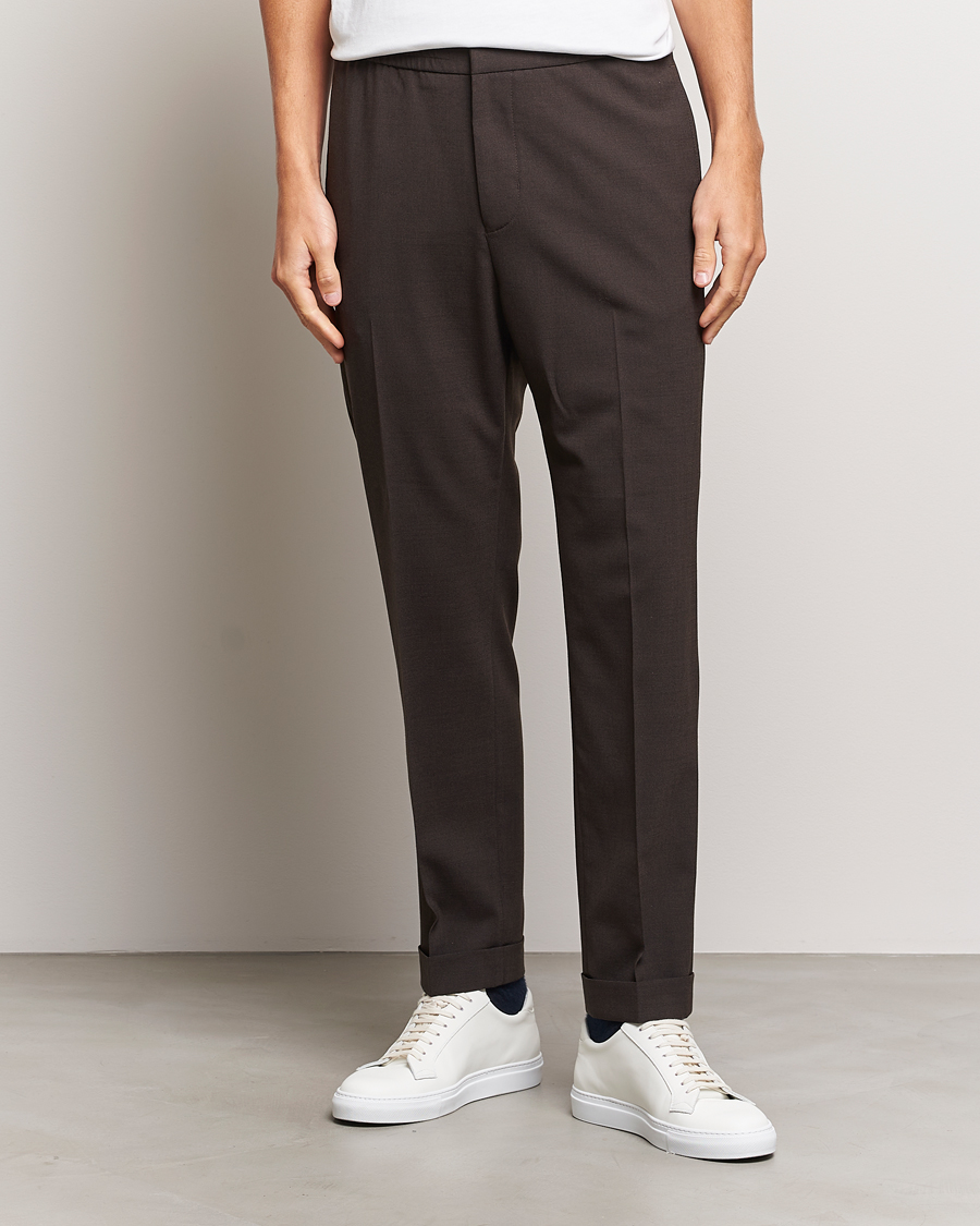 Heren |  | Tiger of Sweden | Taven Drawstring Wool Trousers Coffee