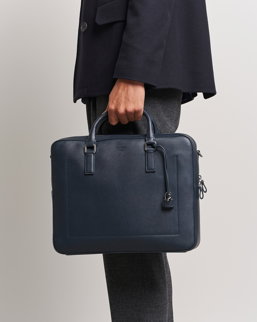Heren | Tiger of Sweden Bowe Leather Briefcase Midnight Blue | Tiger of Sweden | Bowe Leather Briefcase Midnight Blue