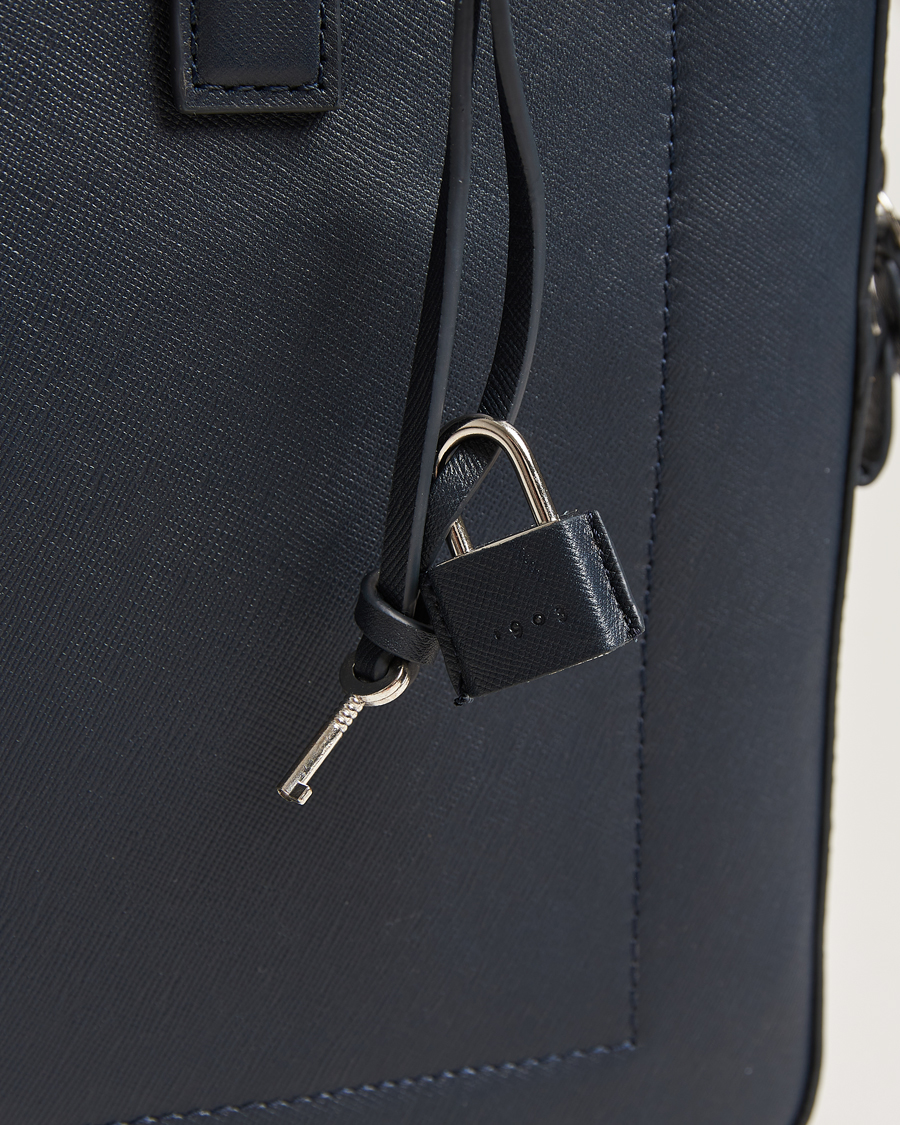 Heren | Tiger of Sweden Bowe Leather Briefcase Midnight Blue | Tiger of Sweden | Bowe Leather Briefcase Midnight Blue