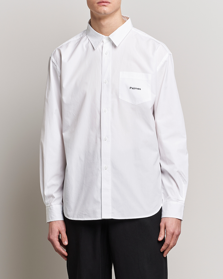 Heren | Overhemden | Palmes | Daryl Long Sleeve Poplin Shirt White