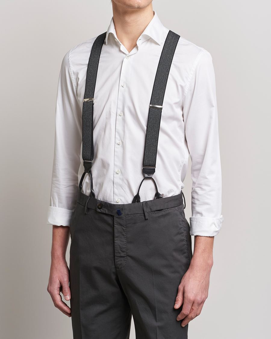 Heren | Stylesegment formal | Albert Thurston | Elastic Herringbone Braces 35mm Grey