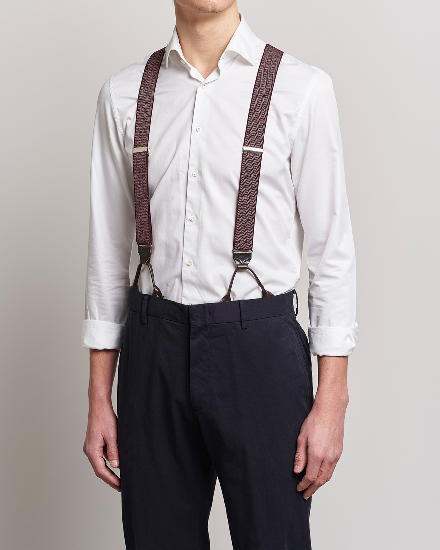 Heren |  | Albert Thurston | Elastic Herringbone Braces 35mm Wine