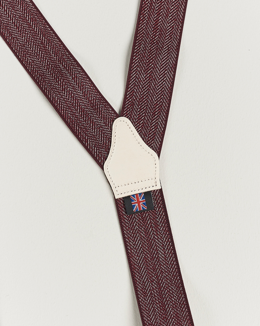 Heren | Albert Thurston Elastic Herringbone Braces 35mm Wine | Albert Thurston | Elastic Herringbone Braces 35mm Wine