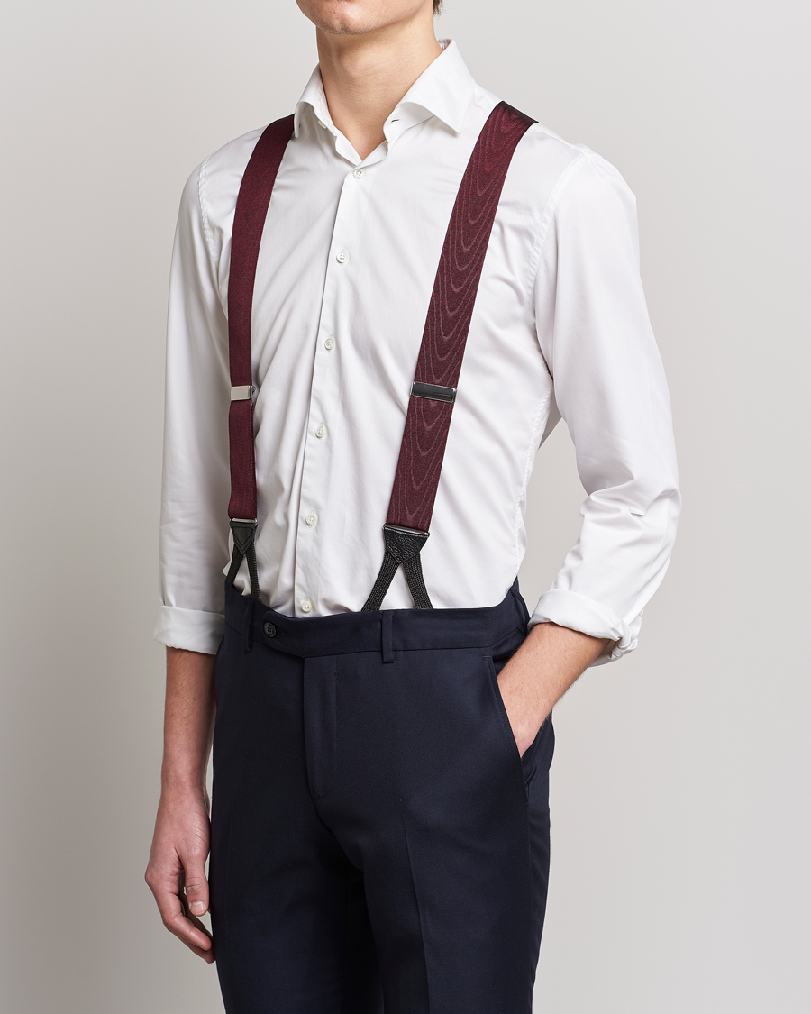 Heren | Albert Thurston Moiré Braces 40mm Wine | Albert Thurston | Moiré Braces 40mm Wine