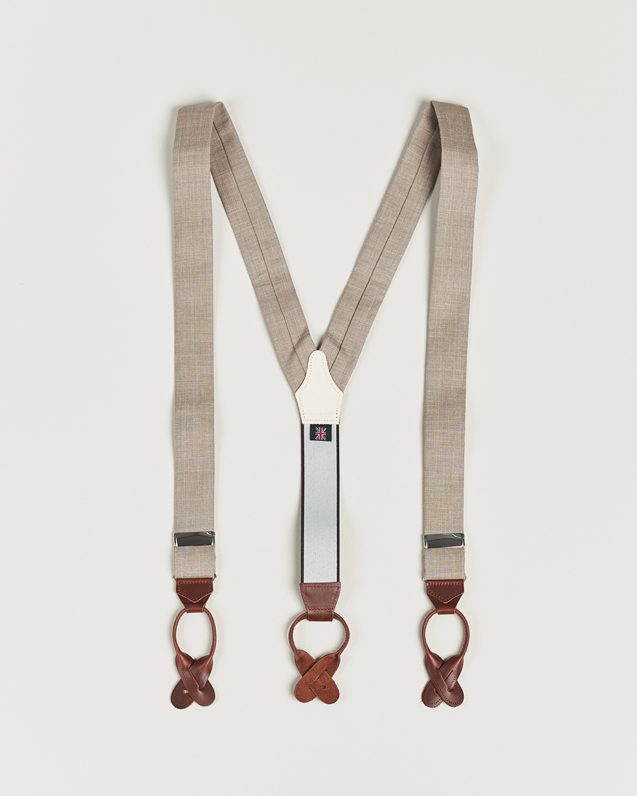 Heren | Albert Thurston Linen Braces Beige | Albert Thurston | Linen Braces Beige