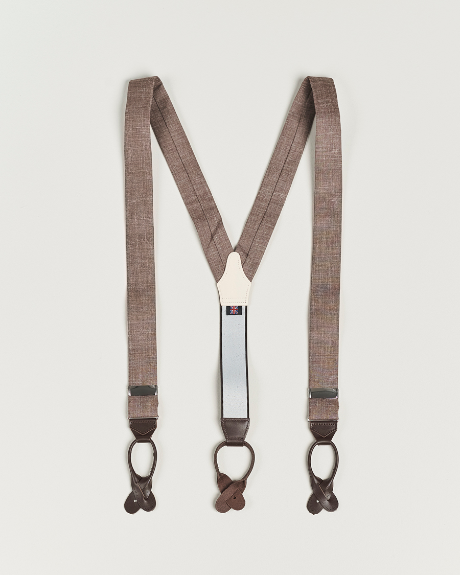 Heren | Albert Thurston Linen Braces Brown | Albert Thurston | Linen Braces Brown