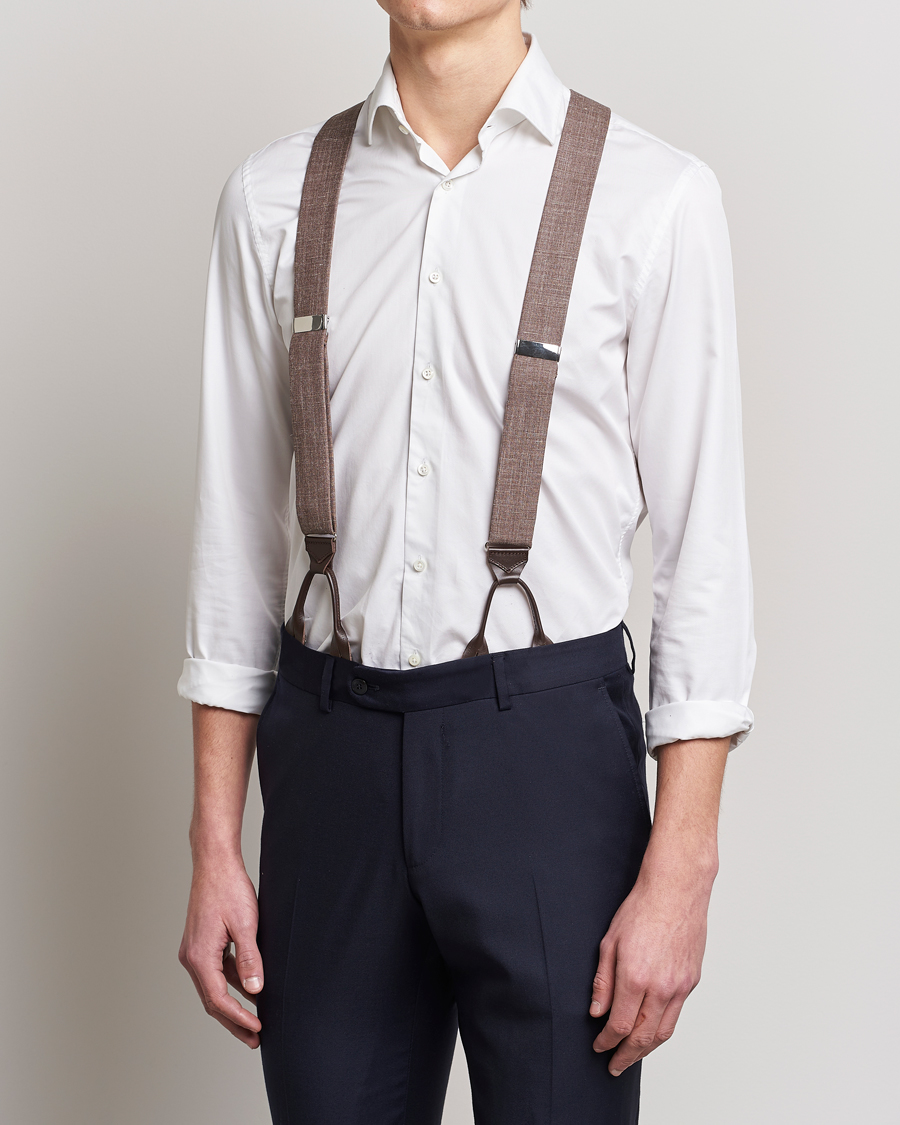 Heren | Albert Thurston Linen Braces Brown | Albert Thurston | Linen Braces Brown