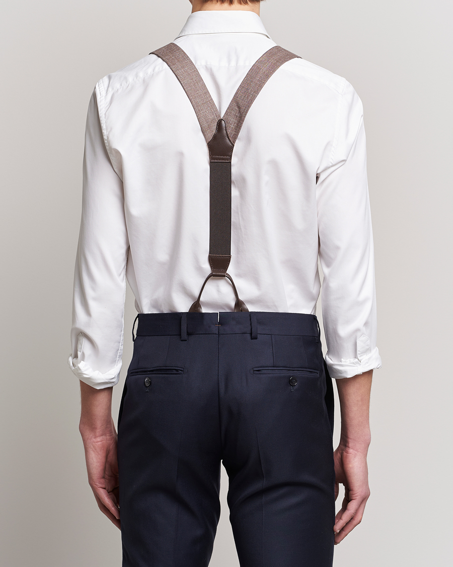 Heren | Albert Thurston Linen Braces Brown | Albert Thurston | Linen Braces Brown