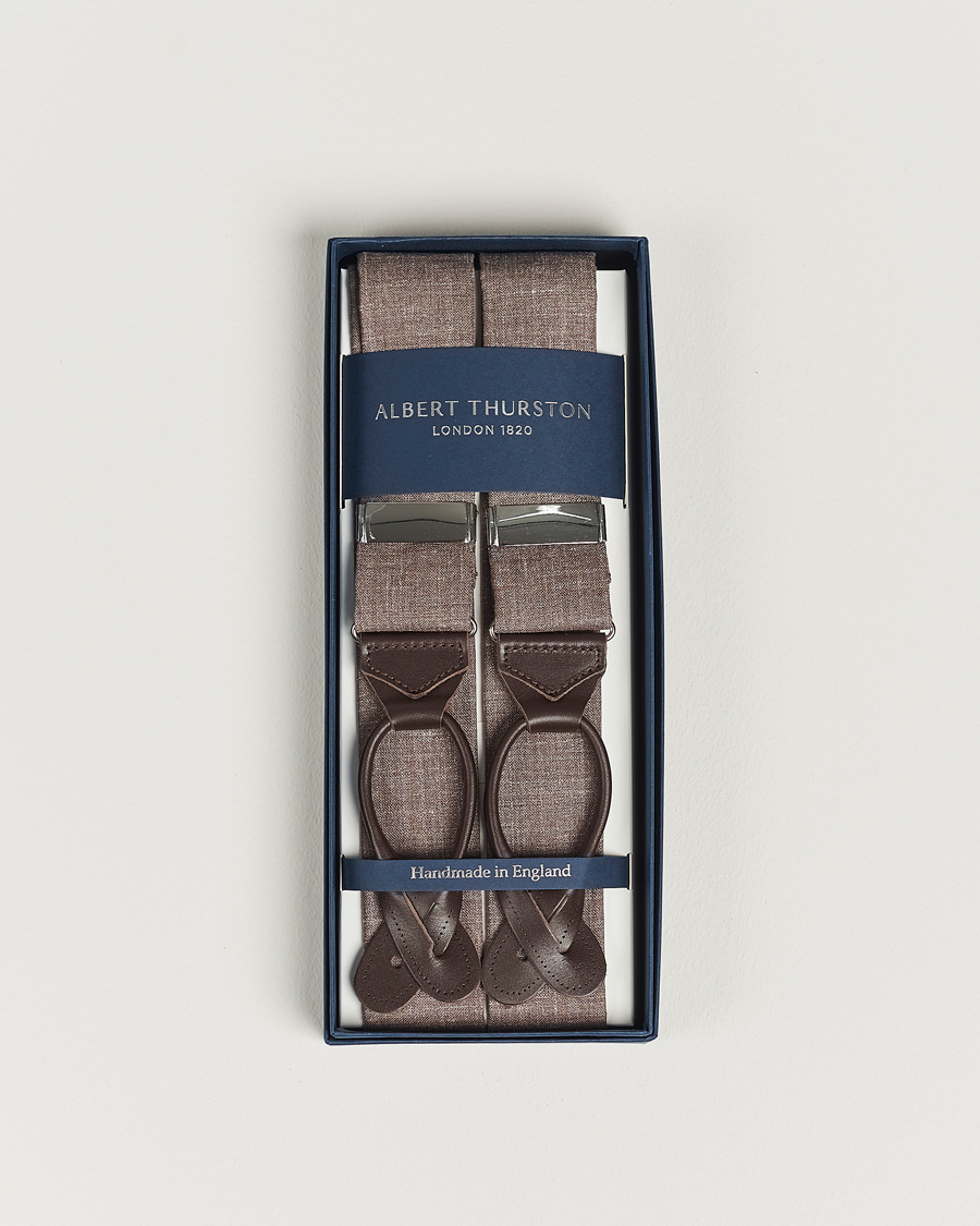 Heren | Albert Thurston Linen Braces Brown | Albert Thurston | Linen Braces Brown