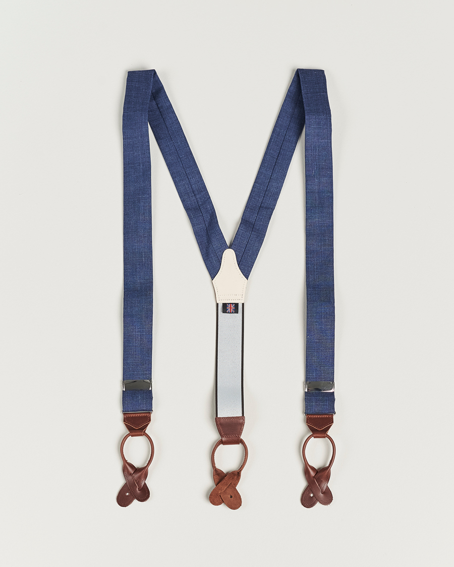 Heren | Albert Thurston Linen Braces Blue | Albert Thurston | Linen Braces Blue