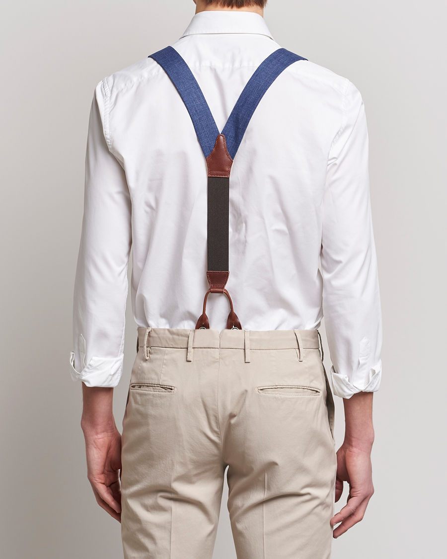 Heren | Albert Thurston Linen Braces Blue | Albert Thurston | Linen Braces Blue