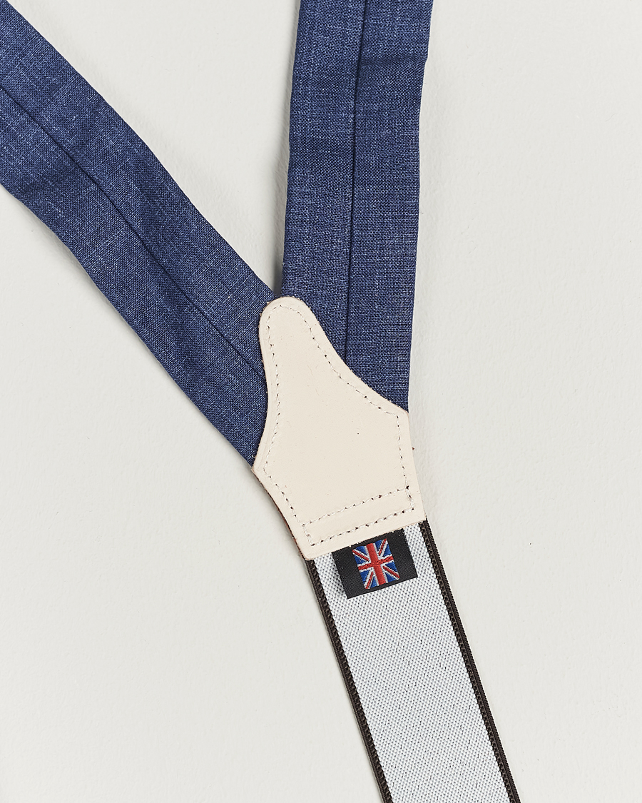 Heren | Albert Thurston Linen Braces Blue | Albert Thurston | Linen Braces Blue