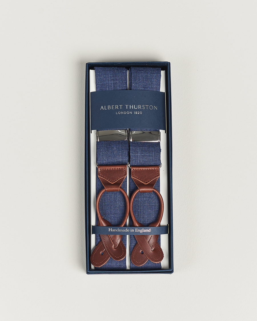 Heren | Albert Thurston Linen Braces Blue | Albert Thurston | Linen Braces Blue