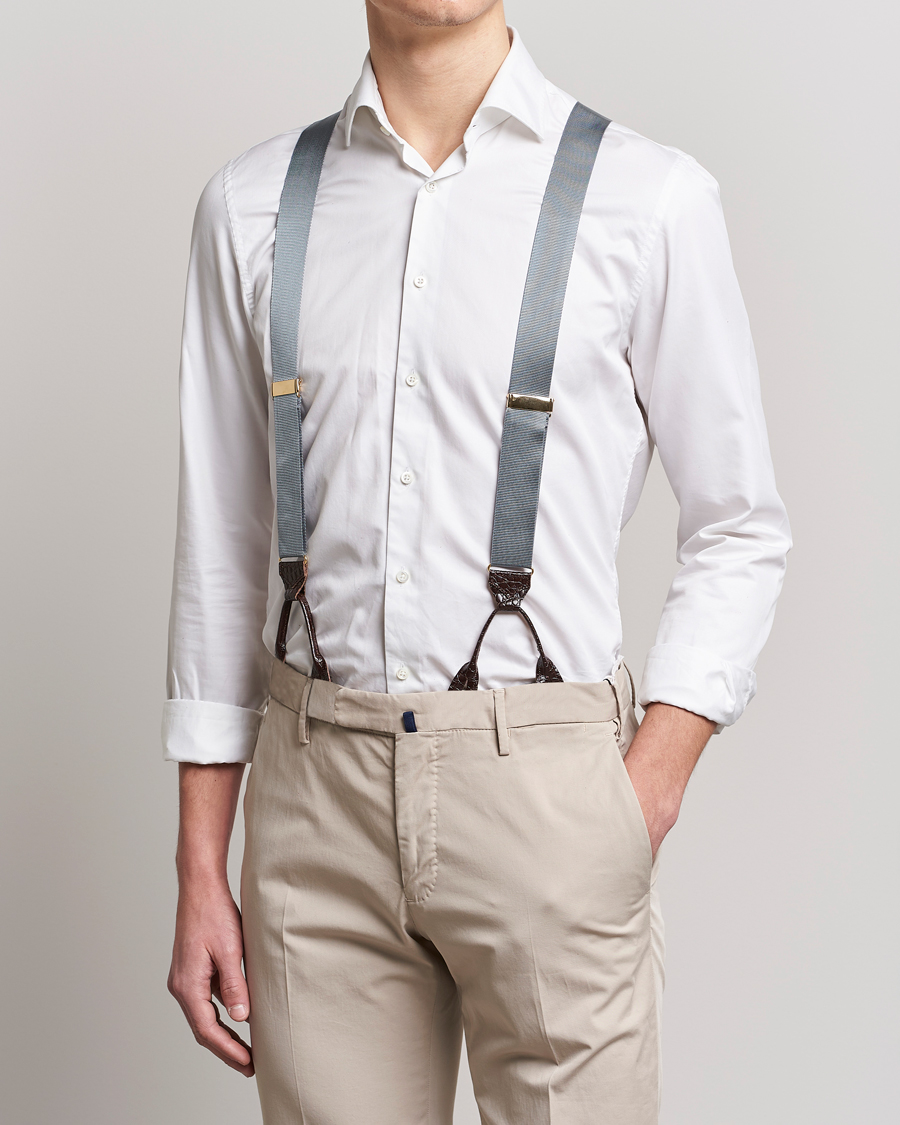 Heren | Albert Thurston Elastic Ribbed Rigid Braces 35mm Dove Grey | Albert Thurston | Elastic Ribbed Rigid Braces 35mm Dove Grey