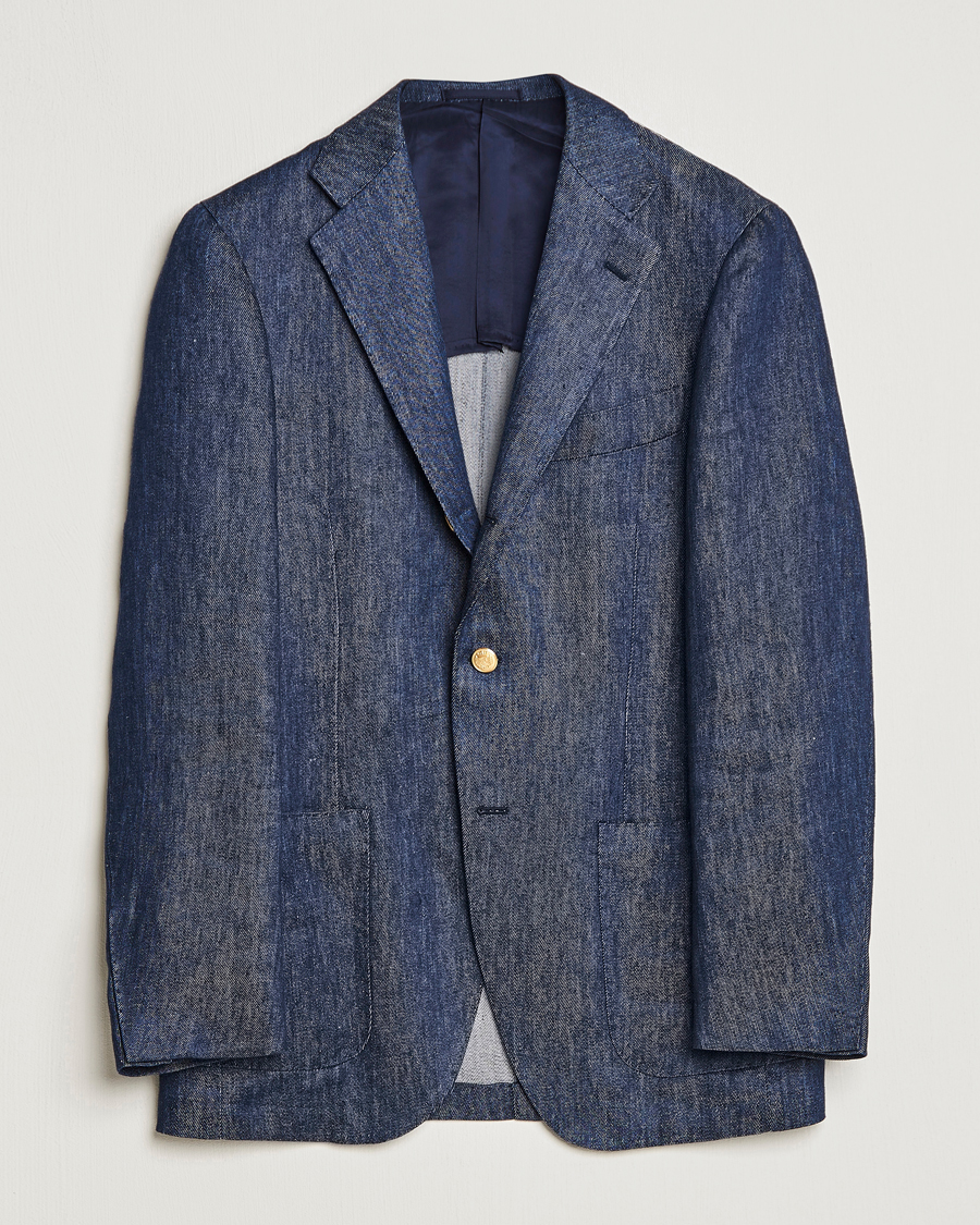 Heren | Blazers | Beams F | Patch Pocket Linen Blazer Indigo