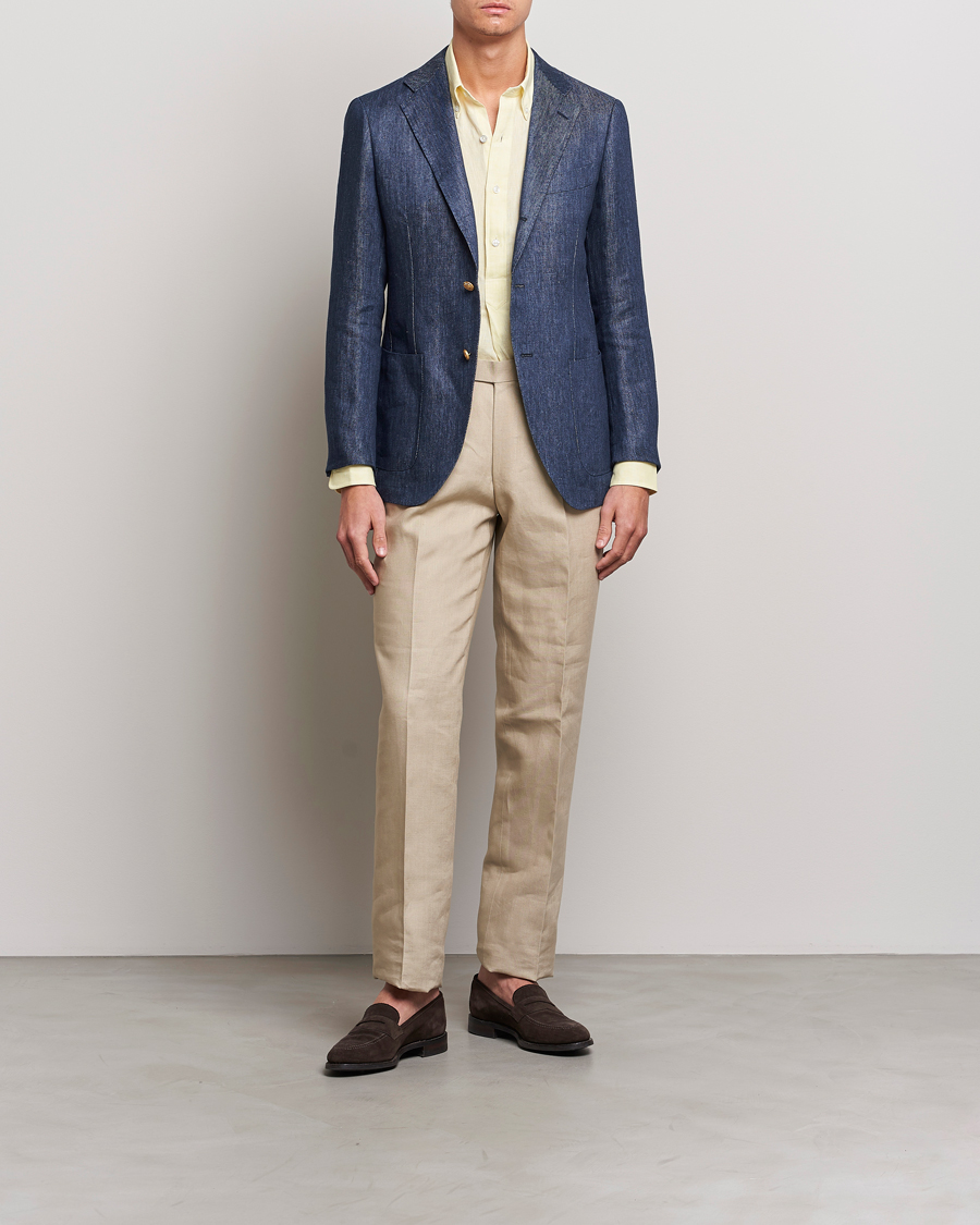 Heren | Blazers | Beams F | Patch Pocket Linen Blazer Indigo