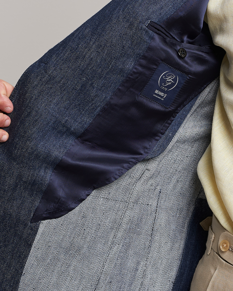 Heren | Blazers | Beams F | Patch Pocket Linen Blazer Indigo