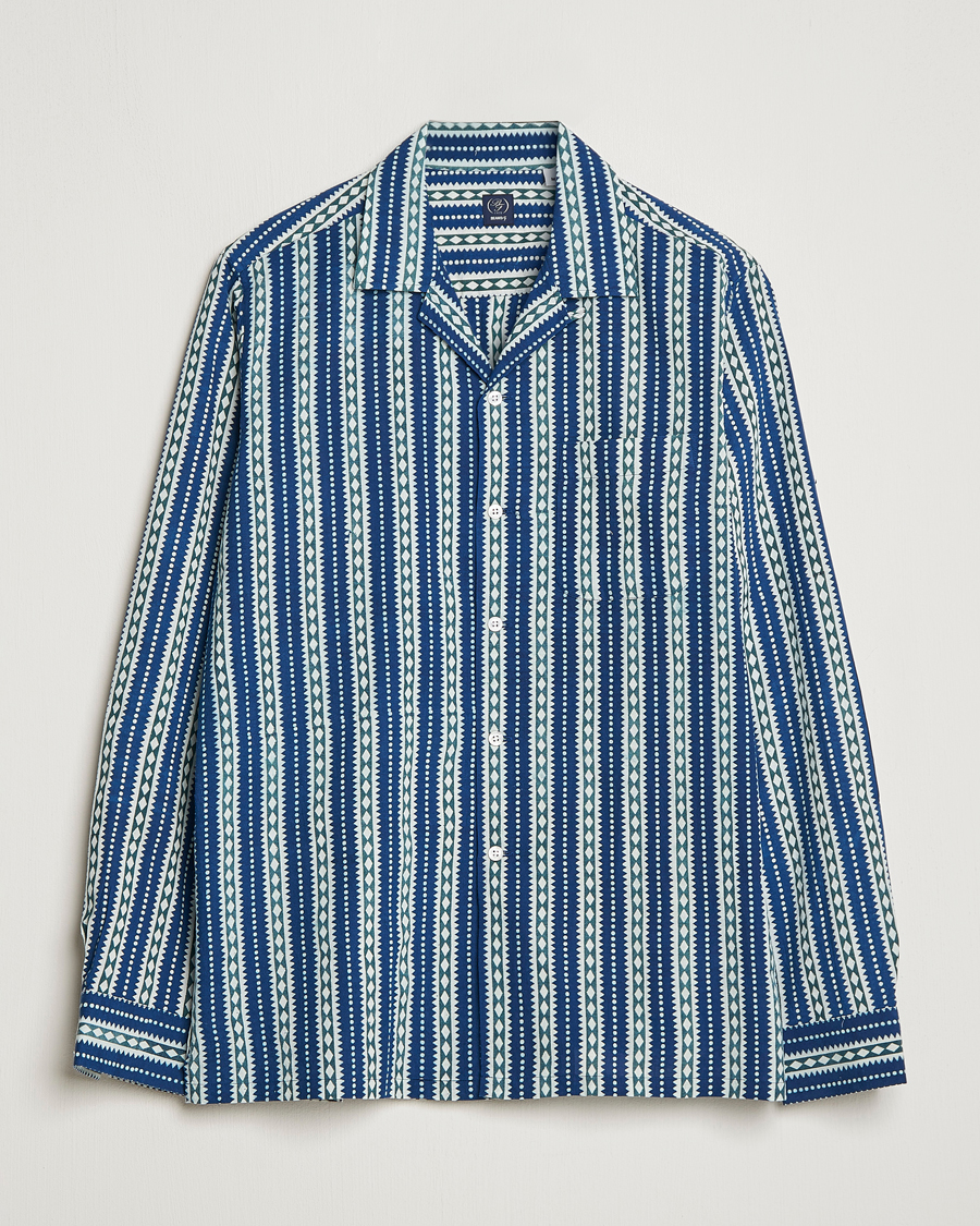 Heren | Overhemden | Beams F | Relaxed Cotton Shirt Blue Stripes