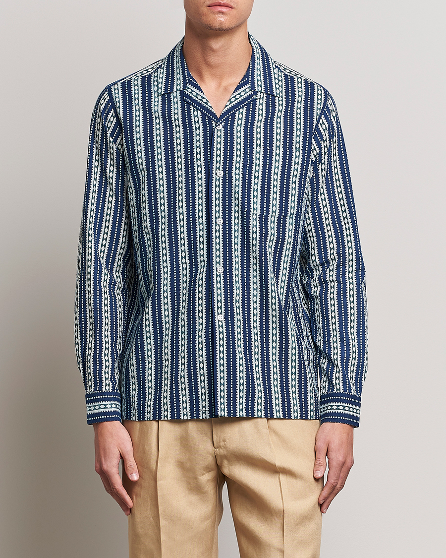 Heren | Overhemden | Beams F | Relaxed Cotton Shirt Blue Stripes