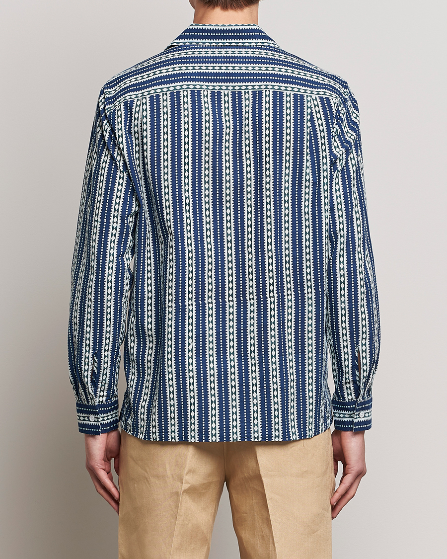 Heren | Overhemden | Beams F | Relaxed Cotton Shirt Blue Stripes