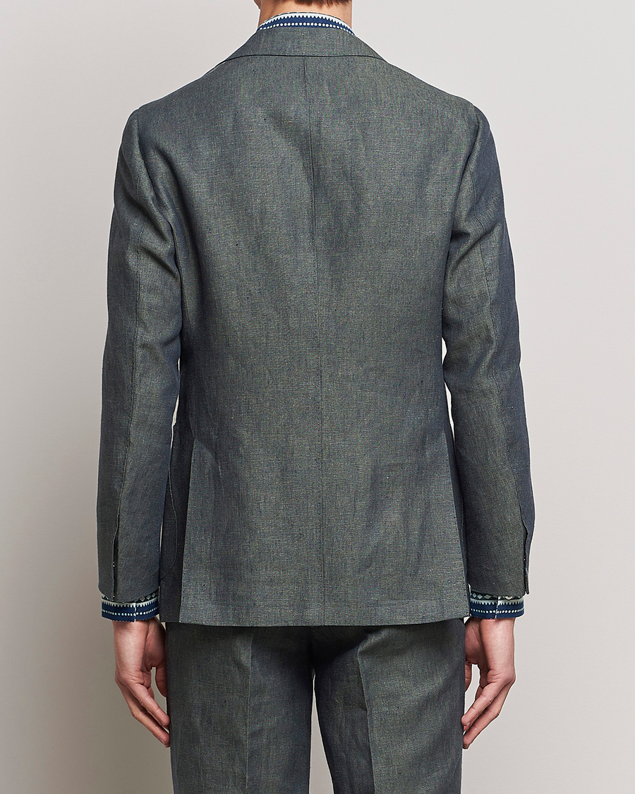 Heren | Blazers | Beams F | Patch Pocket Linen Blazer Petroleum Blue