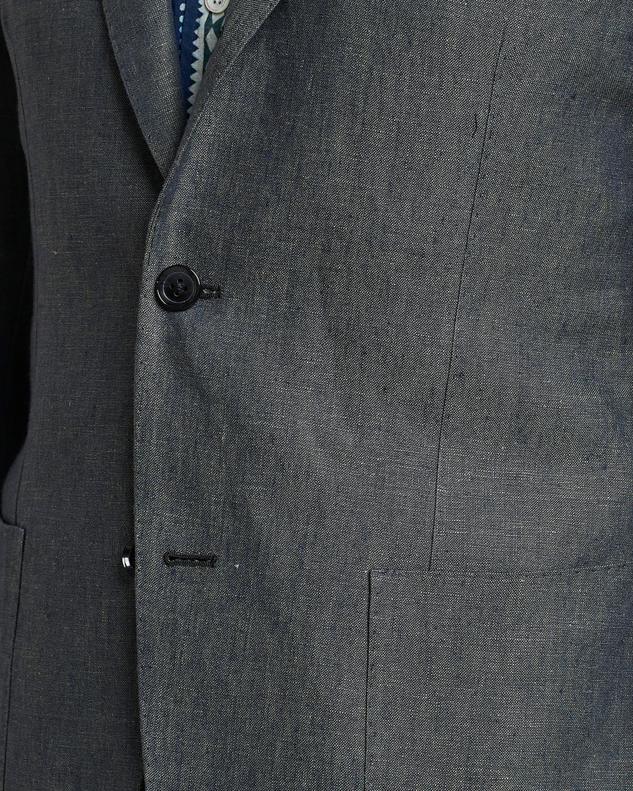 Heren | Blazers | Beams F | Patch Pocket Linen Blazer Petroleum Blue