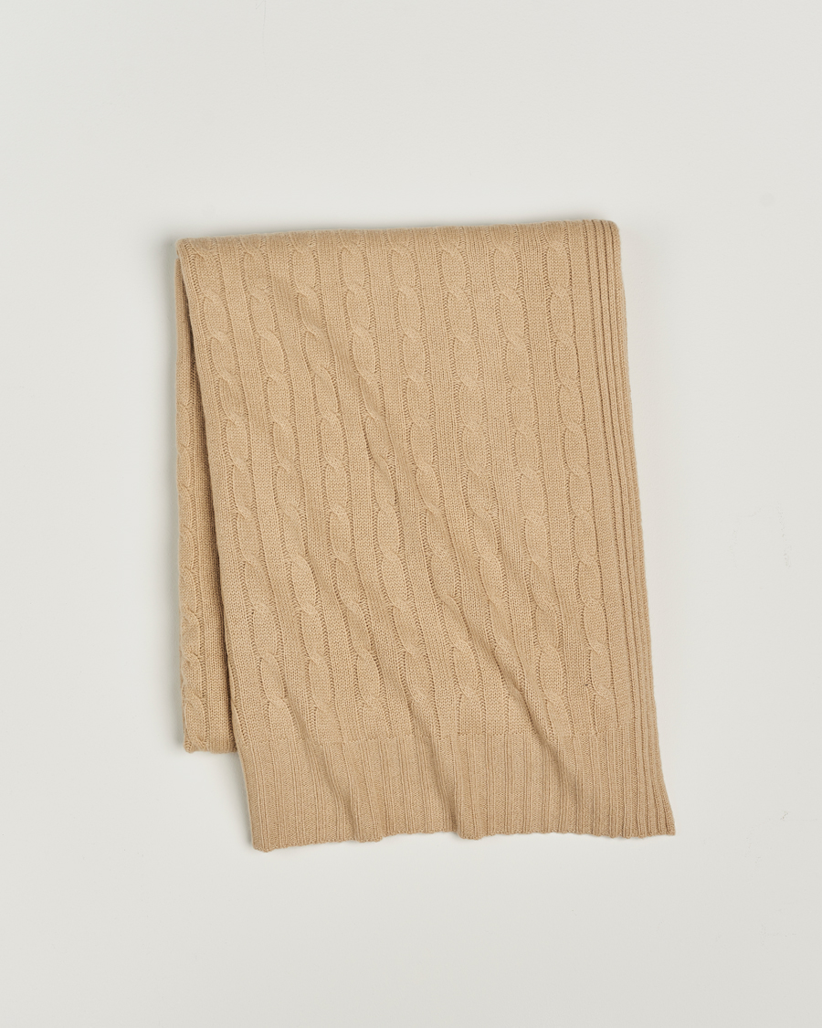 Heren | Ralph Lauren Home Cable Knitted Cashmere Throw Chamoiz | Ralph Lauren Home | Cable Knitted Cashmere Throw Chamoiz