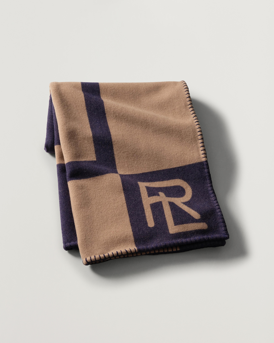 Heren | Ralph Lauren Home Northam RL Graphic Colour Block Wool Throw Camel/Navy | Ralph Lauren Home | Northam RL Graphic Colour Block Wool Throw Camel/Navy