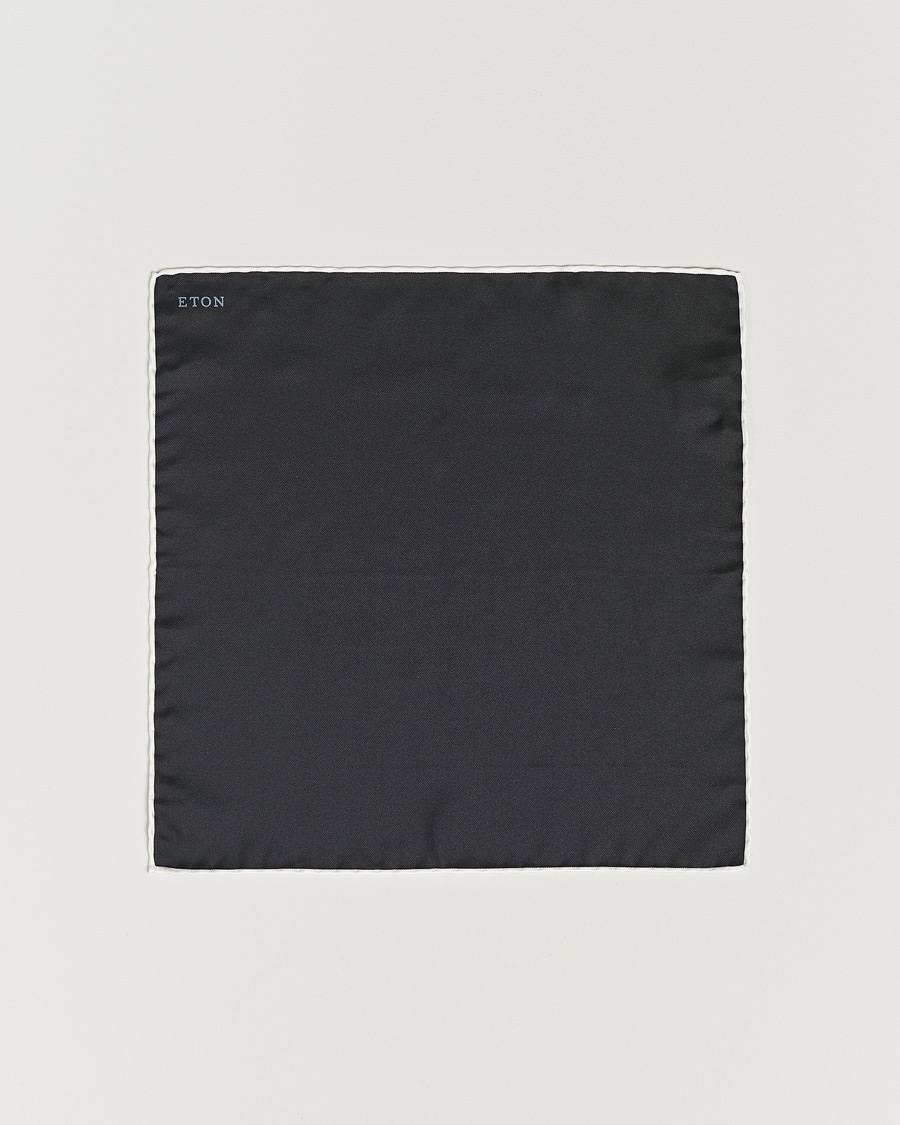Heren | Eton Silk Pocket Square Black | Eton | Silk Pocket Square Black