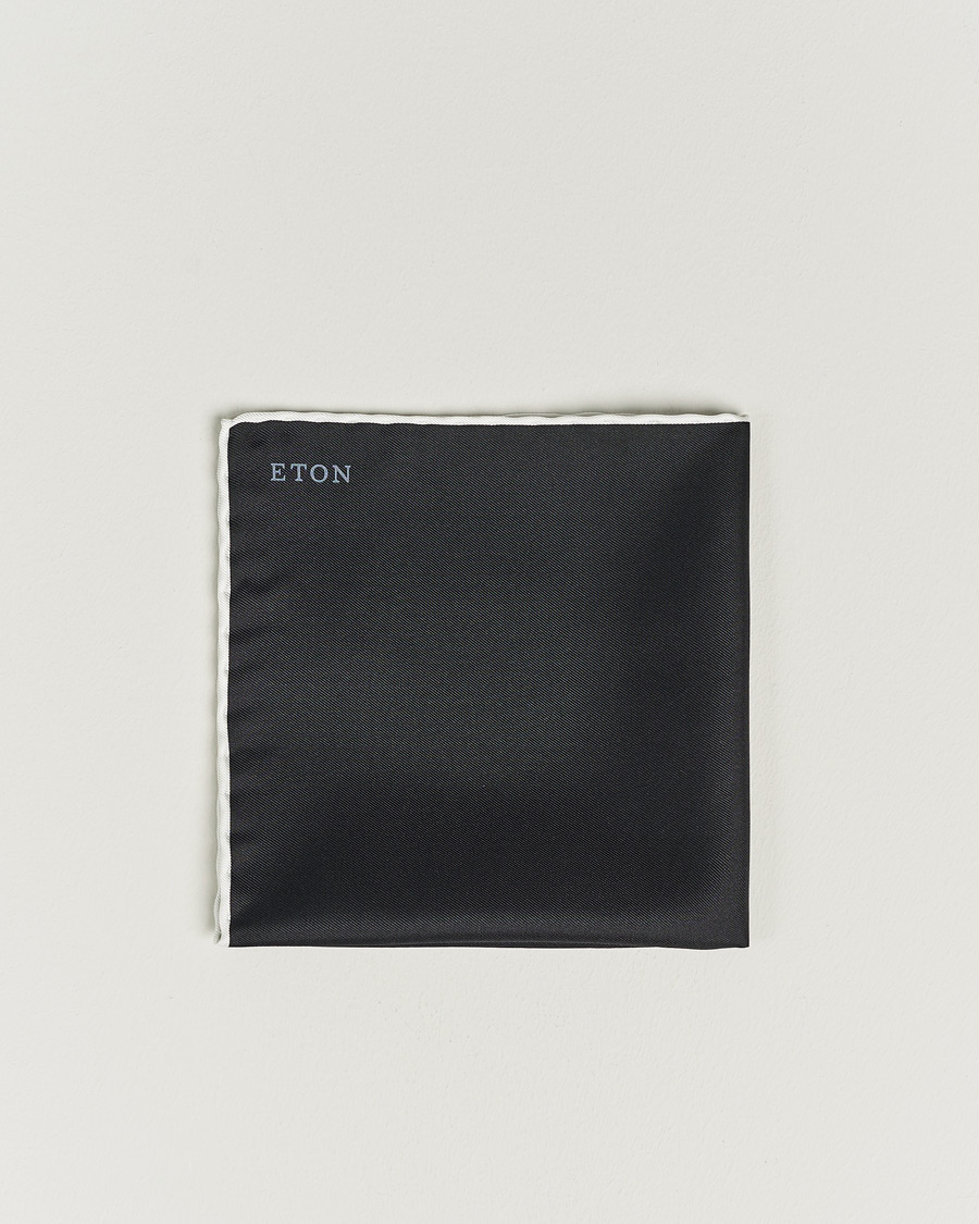 Heren | Eton Silk Pocket Square Black | Eton | Silk Pocket Square Black