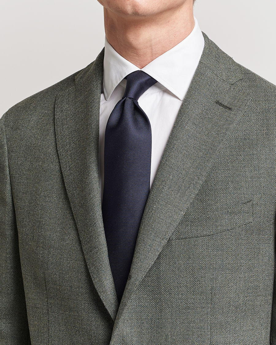 Heren | Stropdassen | Eton | Silk Basket Weave Tie Navy