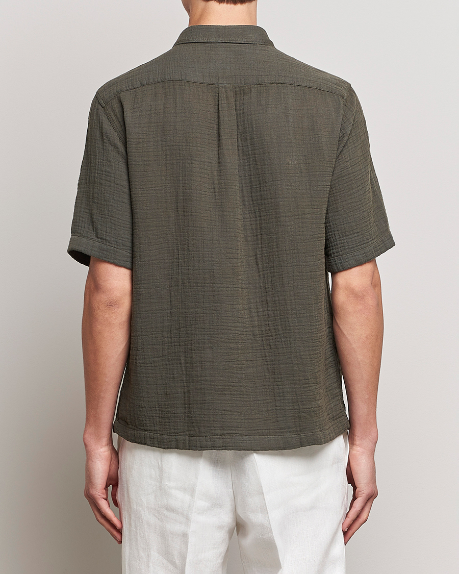 Heren | Overhemden | Oscar Jacobson | Regular Fit City Crepe Cotton Shirt Green