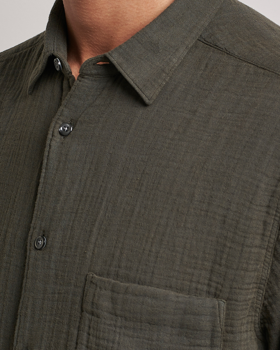 Heren | Overhemden | Oscar Jacobson | Regular Fit City Crepe Cotton Shirt Green