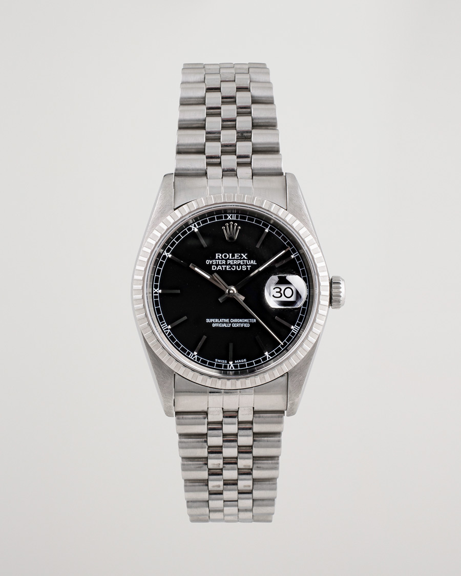Heren | Pre-Owned & Vintage Watches | Rolex Pre-Owned | Datejust 16220 Oyster Perpetual Black Steel Black