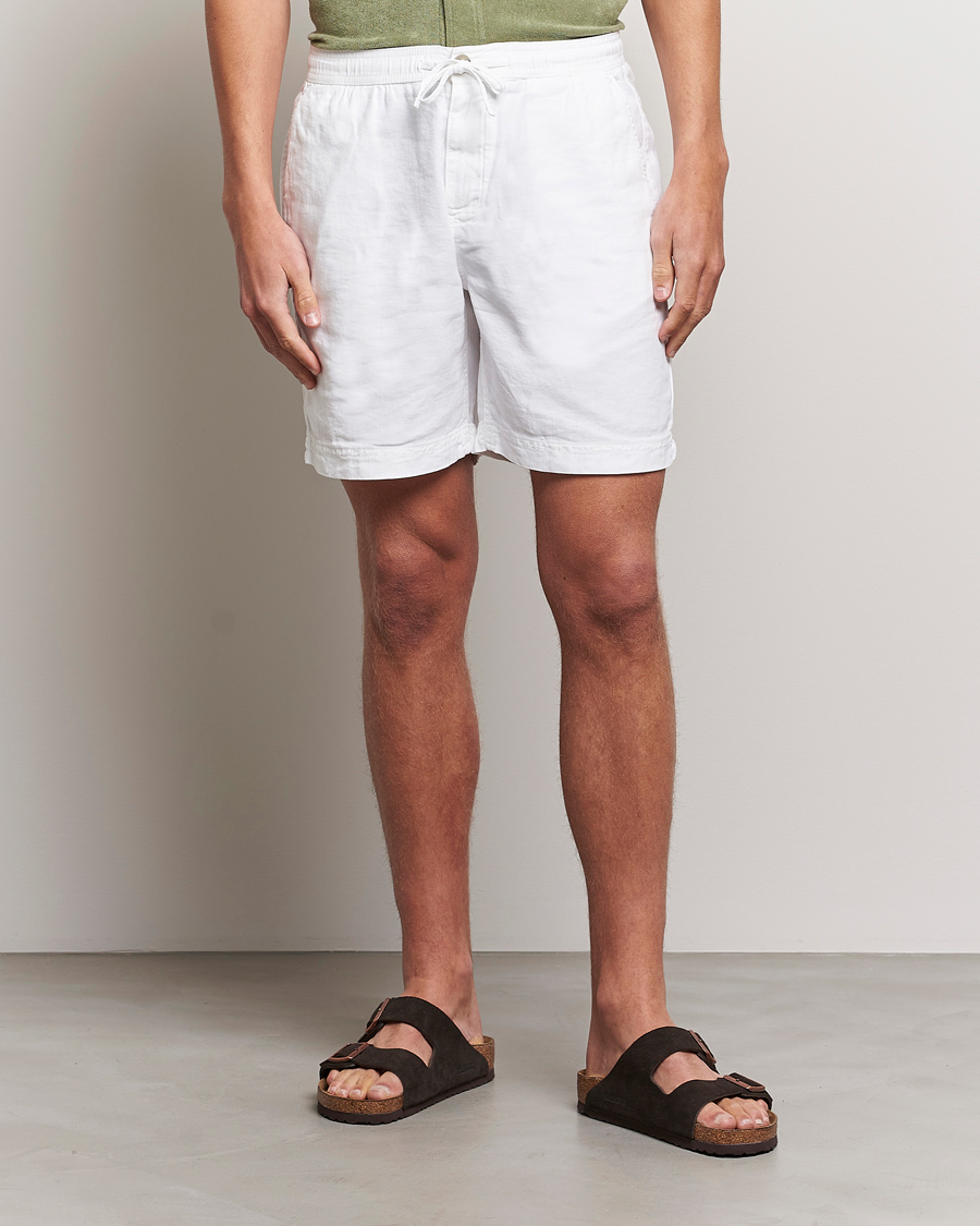 Heren | Korte broek | Morris | Fenix Linen Drawstring Shorts White