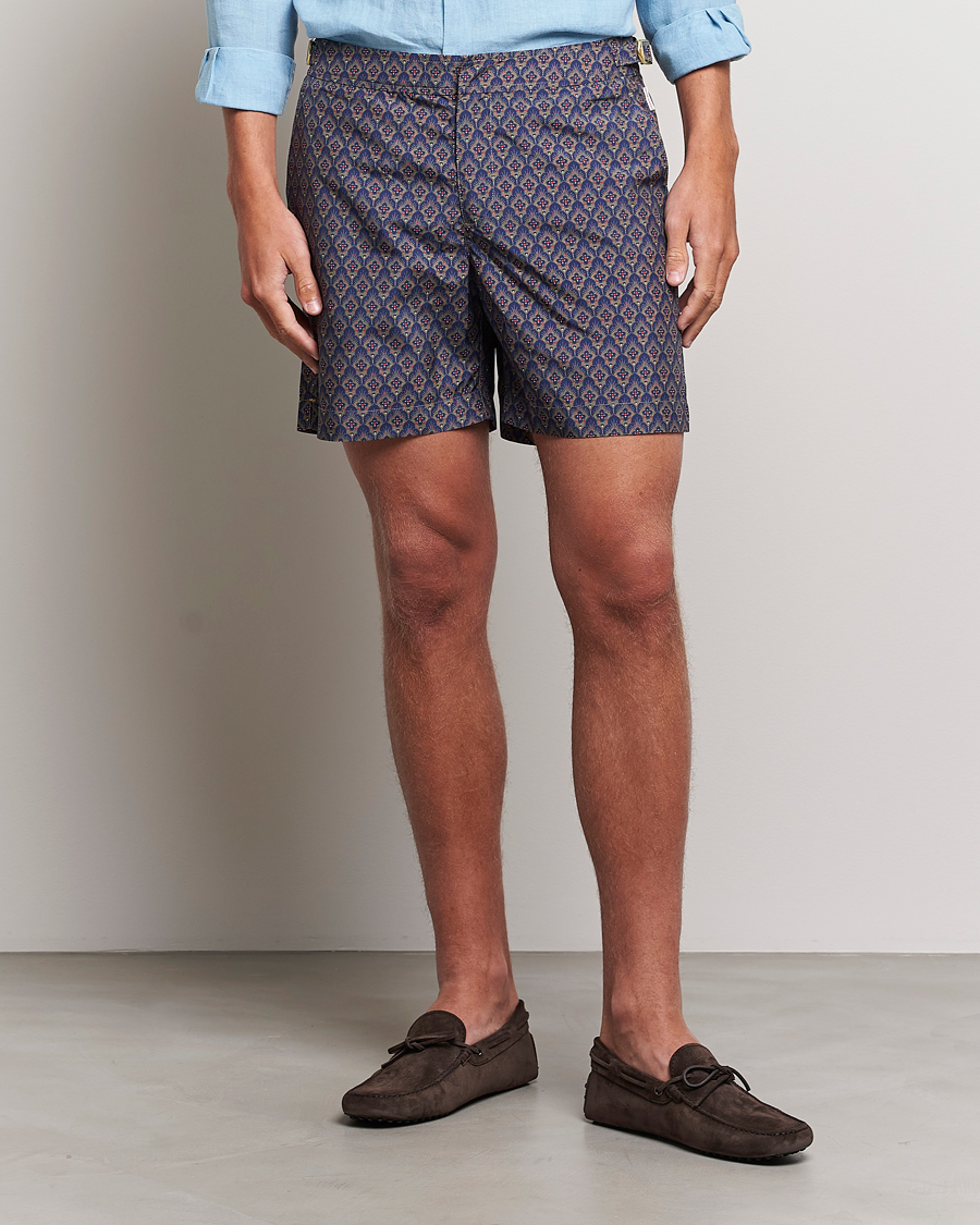 Heren | Zwembroek | Orlebar Brown | Bulldog Sunny Deco Printed Swimshorts Midnight Navy