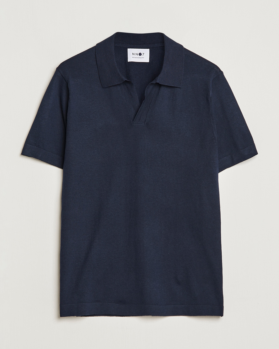 Heren | Polo's | NN07 | Ryan Cotton/Linen Polo Navy Blue