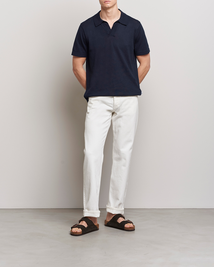 Heren | Polo's | NN07 | Ryan Cotton/Linen Polo Navy Blue