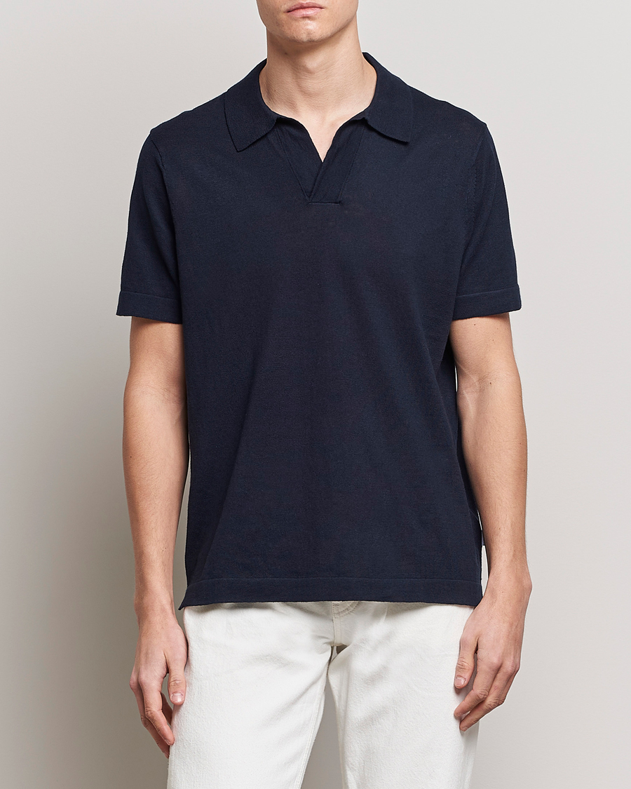 Men |  | NN07 | Ryan Cotton/Linen Polo Navy Blue