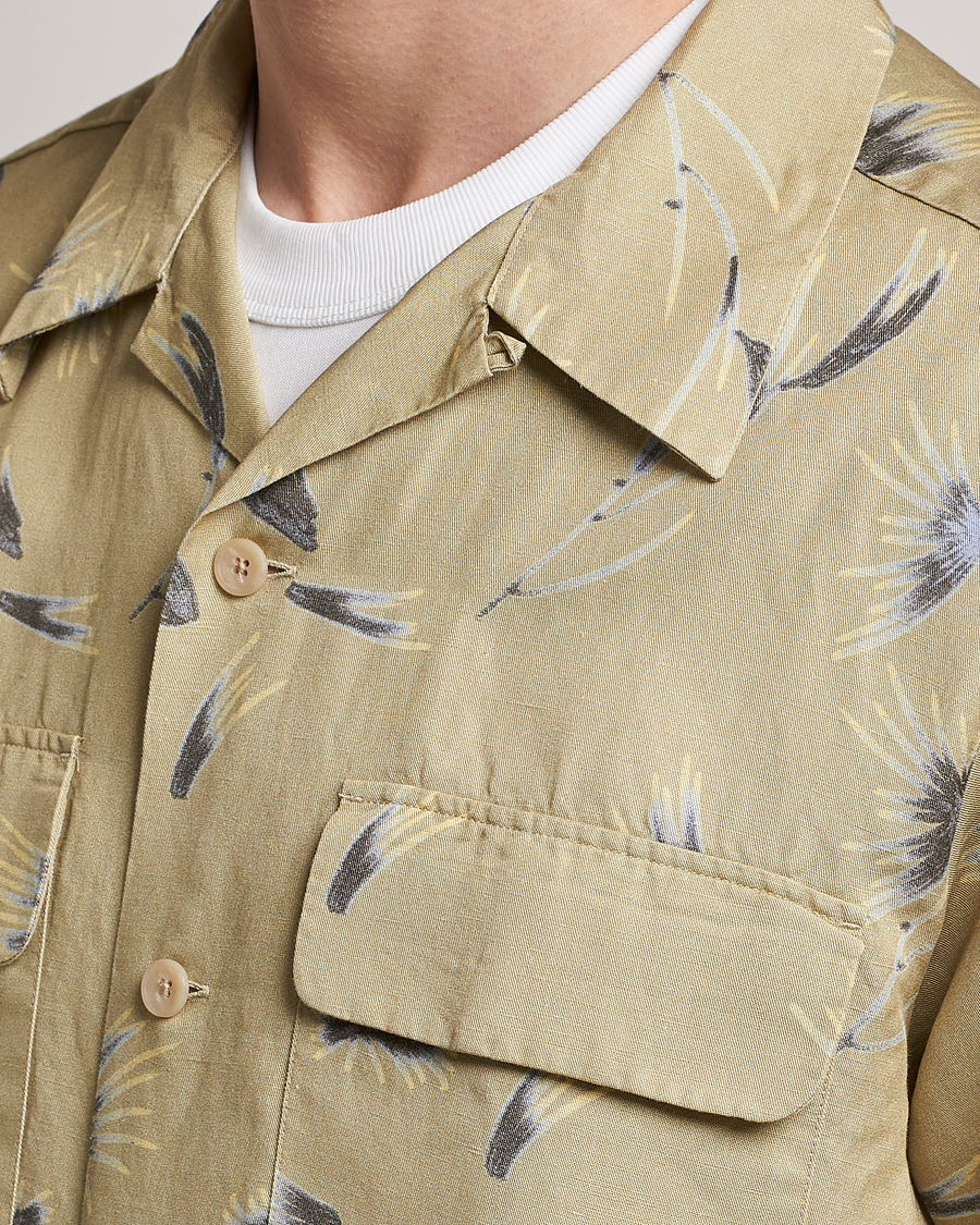 Heren | Overhemden | NN07 | Daniel Short Sleeve Tencel/Linen Printed Shirt Pale Olive