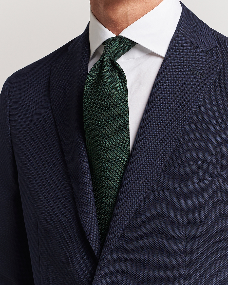 Heren | Italian Department | Finamore Napoli | Grenadine Silk Tie Forest Green